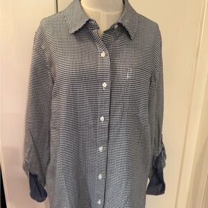 Tommy Hilfiger Black and White Houndstooth Check Button-Down Shirt Sz M